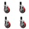 Service Caster 5'' Red Poly Swivel 1-5/8'' Expanding Stem Caster Set with Brake, 4PK SCC-EX20S514-PPUB-RED-TLB-158-4 - alternate 1